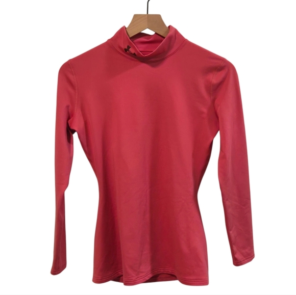 Under Armour Pink Cold Gear Compression Mock Neck Long Sleeve Top Size XL - Picture 1 of 6
